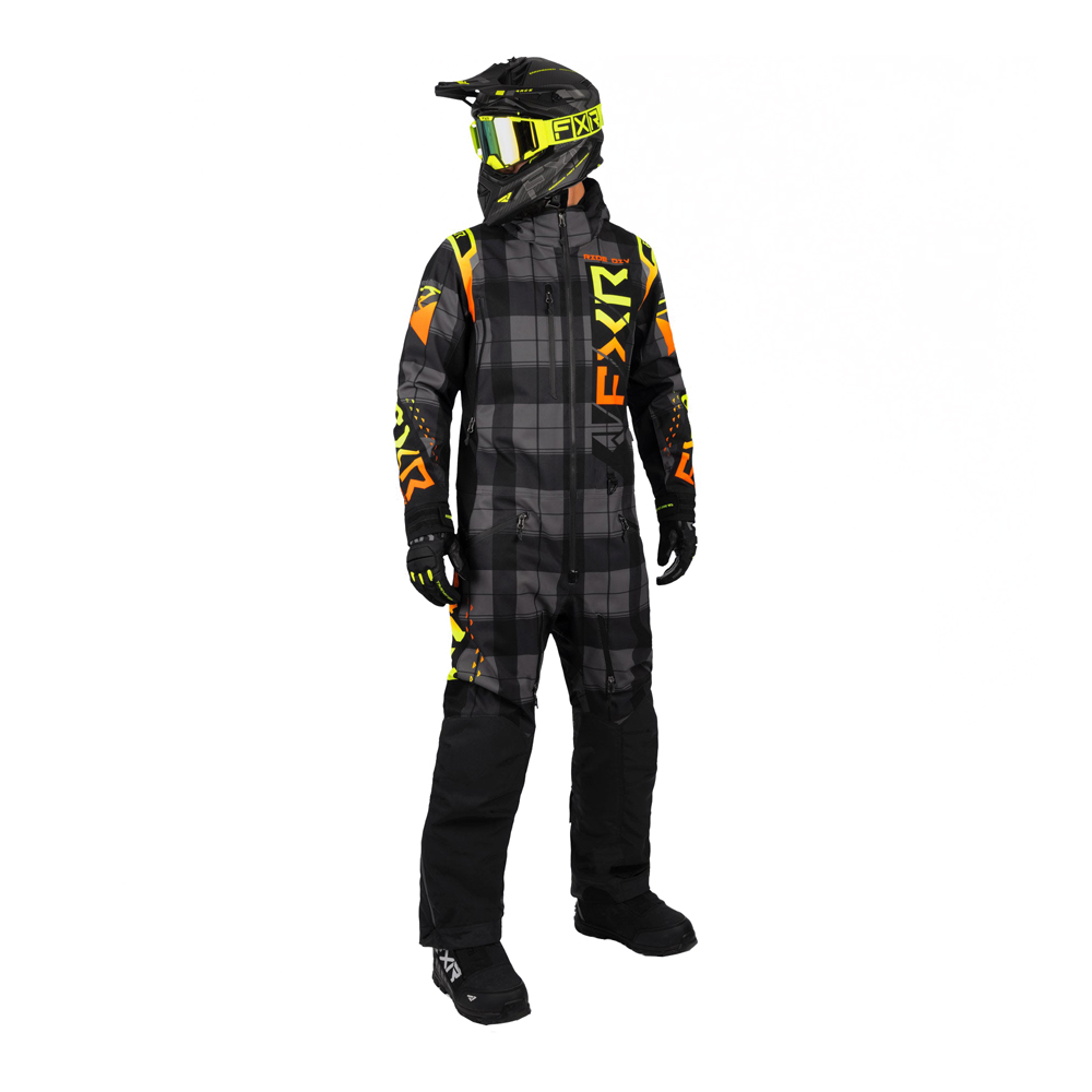 Комбинезон FXR Helium с утеплителем Black/Plaid/Inferno, M