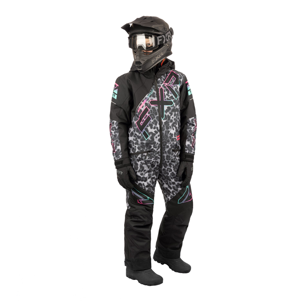 Детский комбинезон FXR CX с утеплителем Black Cheetah/Mint-Electric Pink, 8
