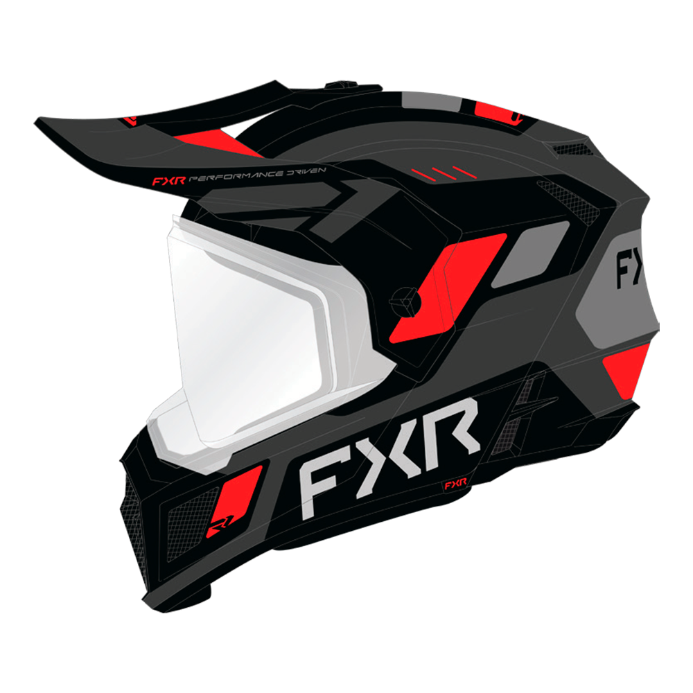 Шлем FXR Clutch w/ E Shield с подогревом Black/Red, M