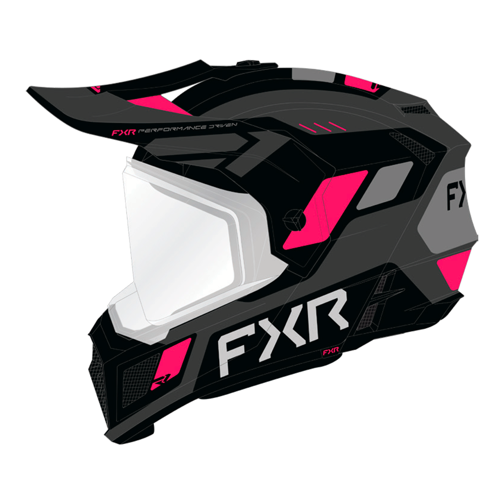 Шлем FXR Clutch w/ E Shield с подогревом Black/Razz, S