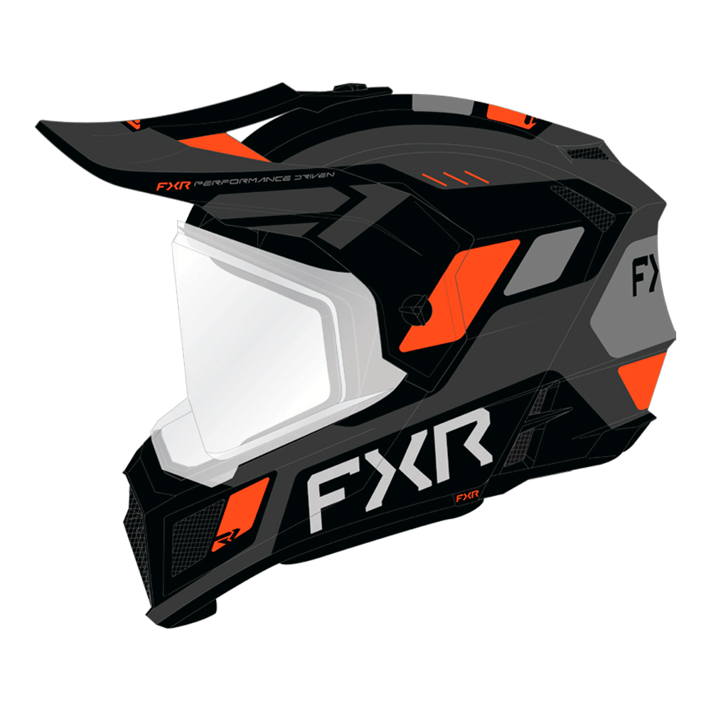 Шлем FXR Clutch w/ E Shield с подогревом Black/Orange, M