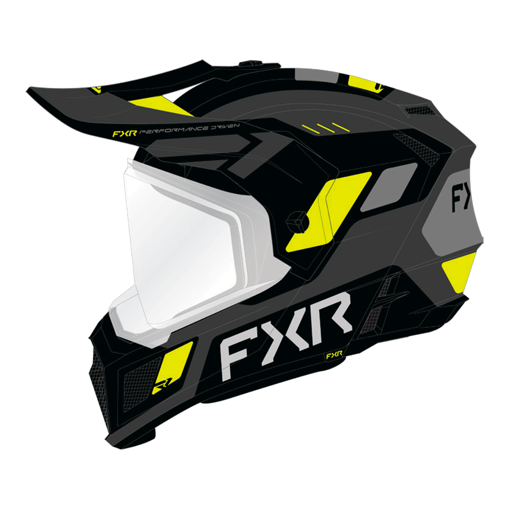 Шлем FXR Clutch w/ E Shield с подогревом Black/HiVis, M