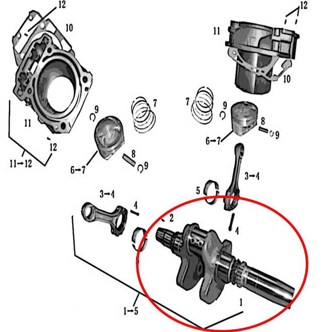 Коленвал Stels UTV 800 Dominator LU049832