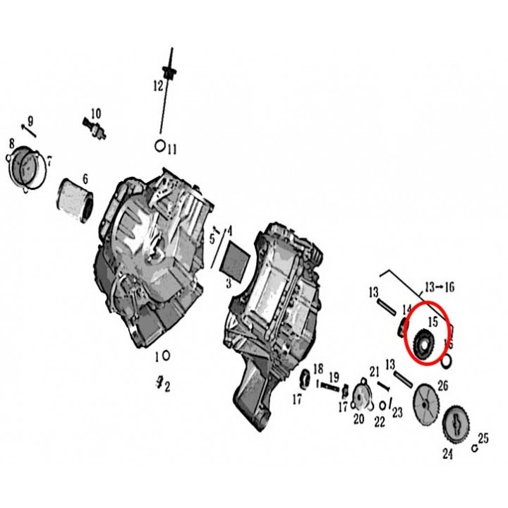 Шестерня холостого хода (28 зубьев) Stels UTV 800 Dominator LU049862