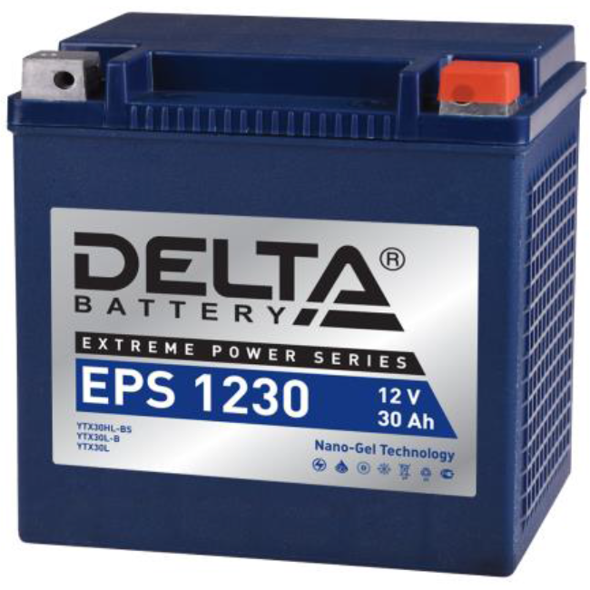 Аккумулятор 12В 30А/ч (DELTA EPS 1230, NANO-GEL) снегоход Stels VITYAS LU092846
