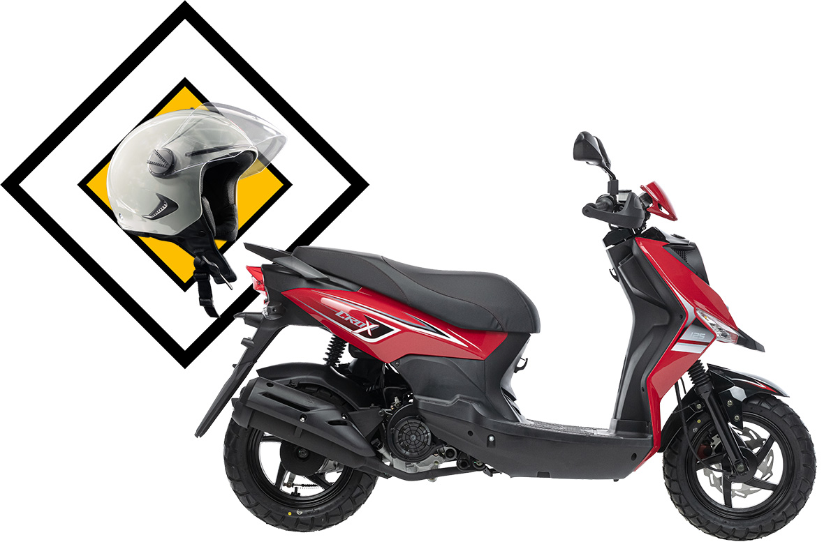 Скутер SYM CROX 125 Красный + мотошлем SYM серый. арт. AE12W8-RU-R-086\BK-5560S_set