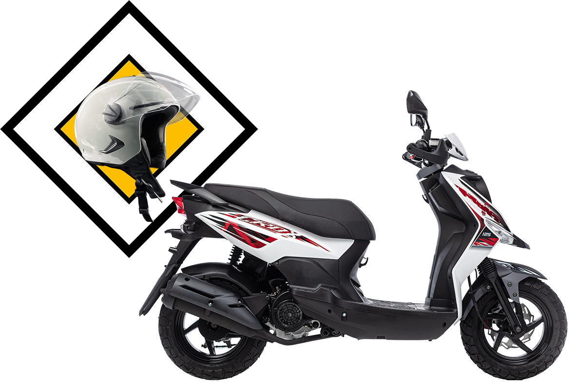 Скутер SYM CROX 125 Белый\ Матовый Темно-Серый + мотошлем SYM серый. арт. AE12W8-RU-WDAE-WH-8018P\GY-7450U_set